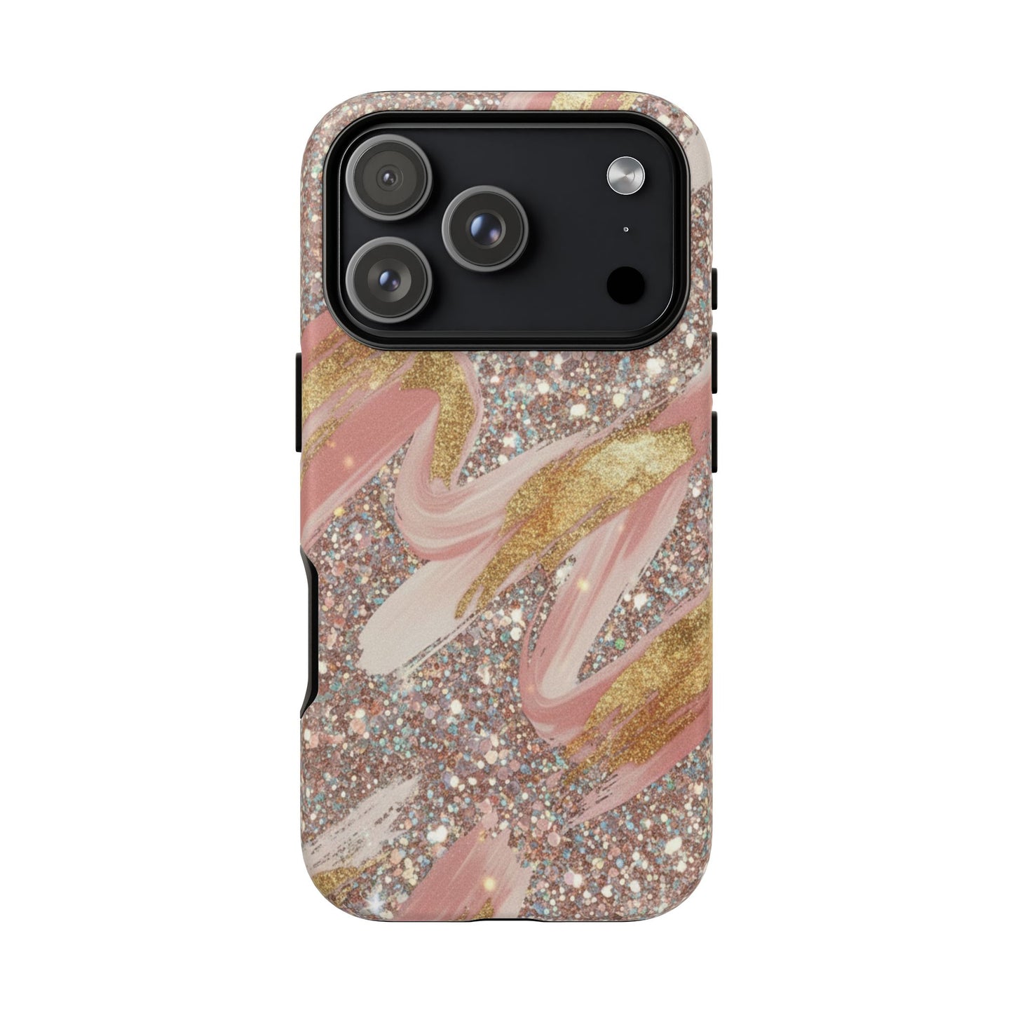Glitter Blush Marble Phone Case — Pink Gold Swirl Tough Case