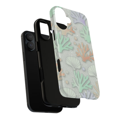 Pastel Coral Reef Tough Phone Case – Sea Shell & Coral Pattern Durable Protector