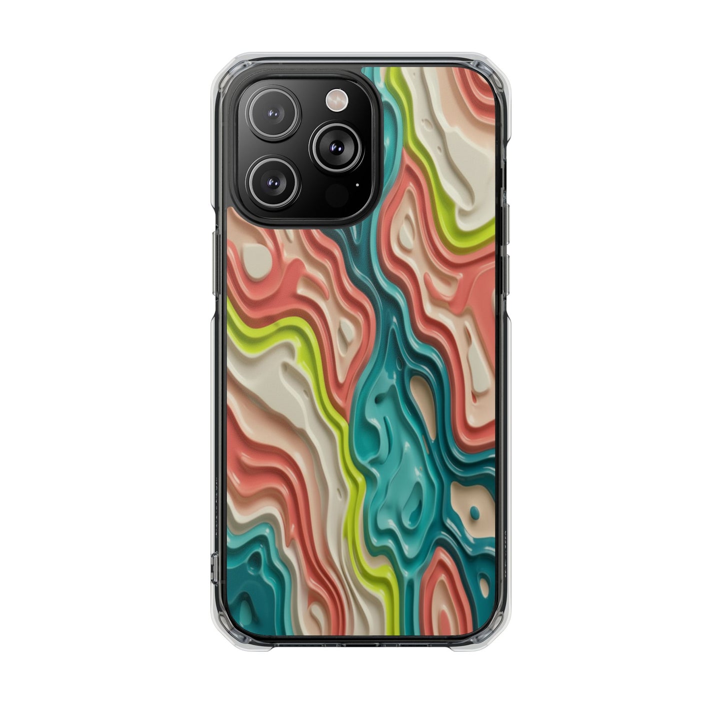 Clear Magnetic Phone Case — Colorful Abstract Layered Swirl Design