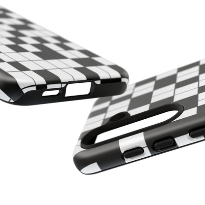 Crossword Grid Phone Case — Black & White Puzzle Pattern Tough Phone Cover