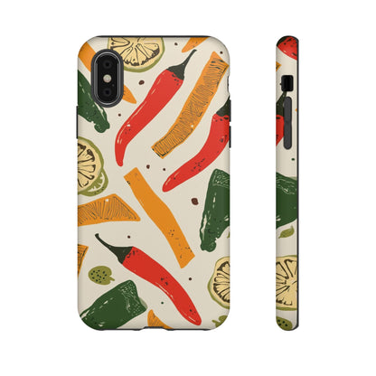Spicy Peppers Phone Case – Colorful Chili, Lime & Citrus Pattern