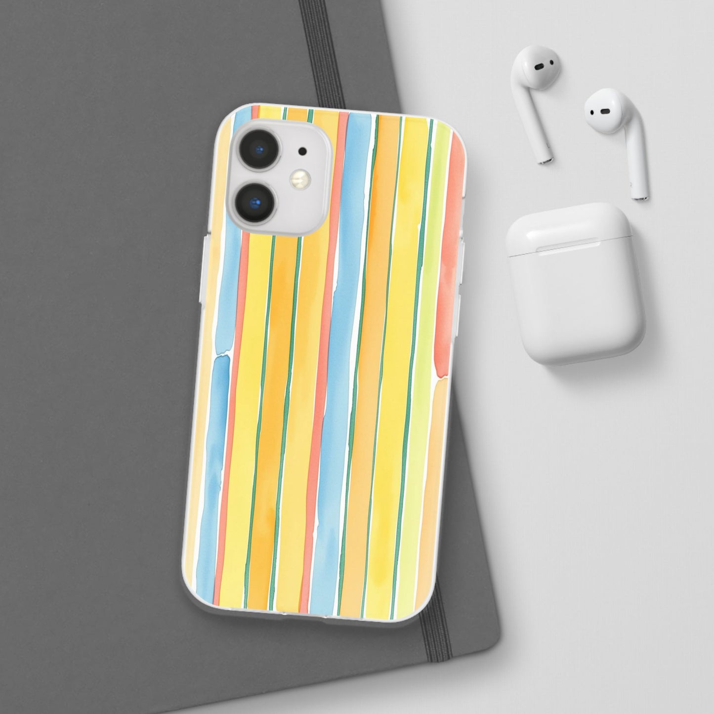 Watercolor Stripe Phone Case — Bright Pastel Vertical Stripes Protective Flexi Case