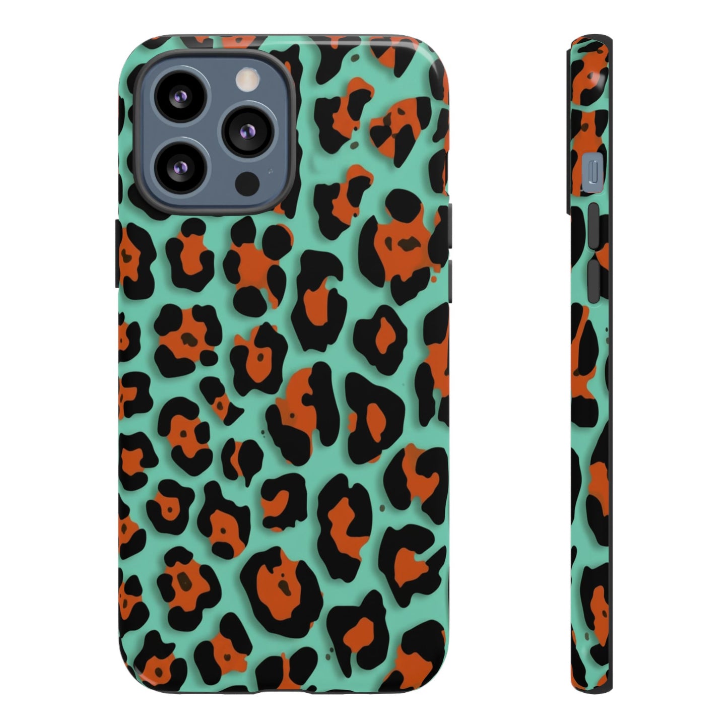 Teal & Rust Leopard Phone Case — Tough Protective Animal Print