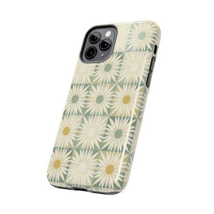 Retro Daisy Tough Phone Case — Vintage Floral Protective Cover for iPhone