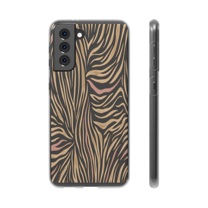Neutral Zebra Print Flexi Case — Beige & Rose Gold Animal Pattern Phone Cover
