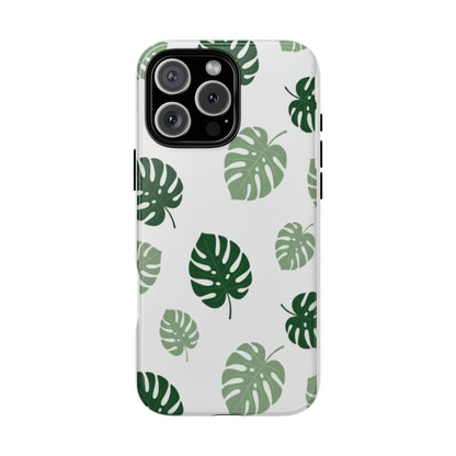 Monstera Leaf Tough Phone Case – Tropical Green Palm Pattern Protective Cover