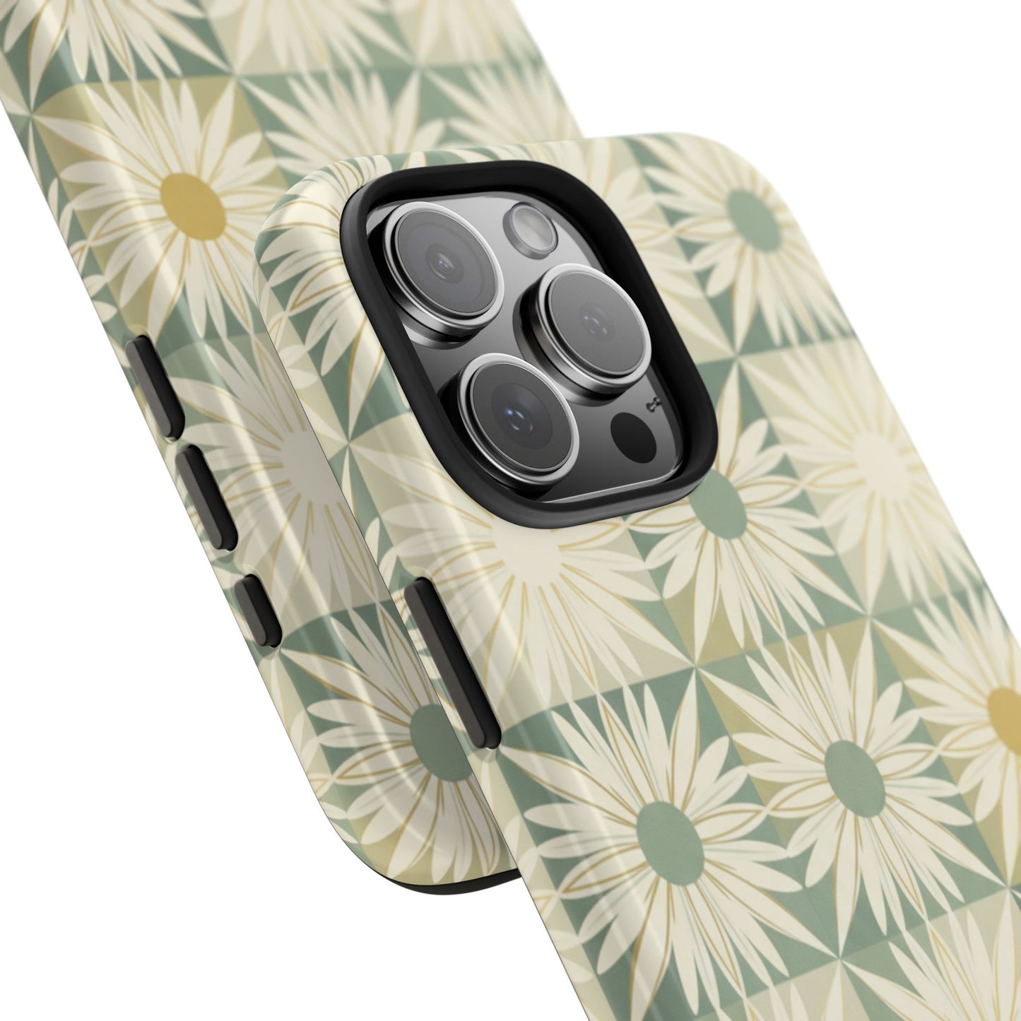 Retro Daisy Tough Phone Case — Vintage Floral Protective Cover for iPhone