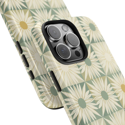 Retro Daisy Tough Phone Case — Vintage Floral Protective Cover for iPhone