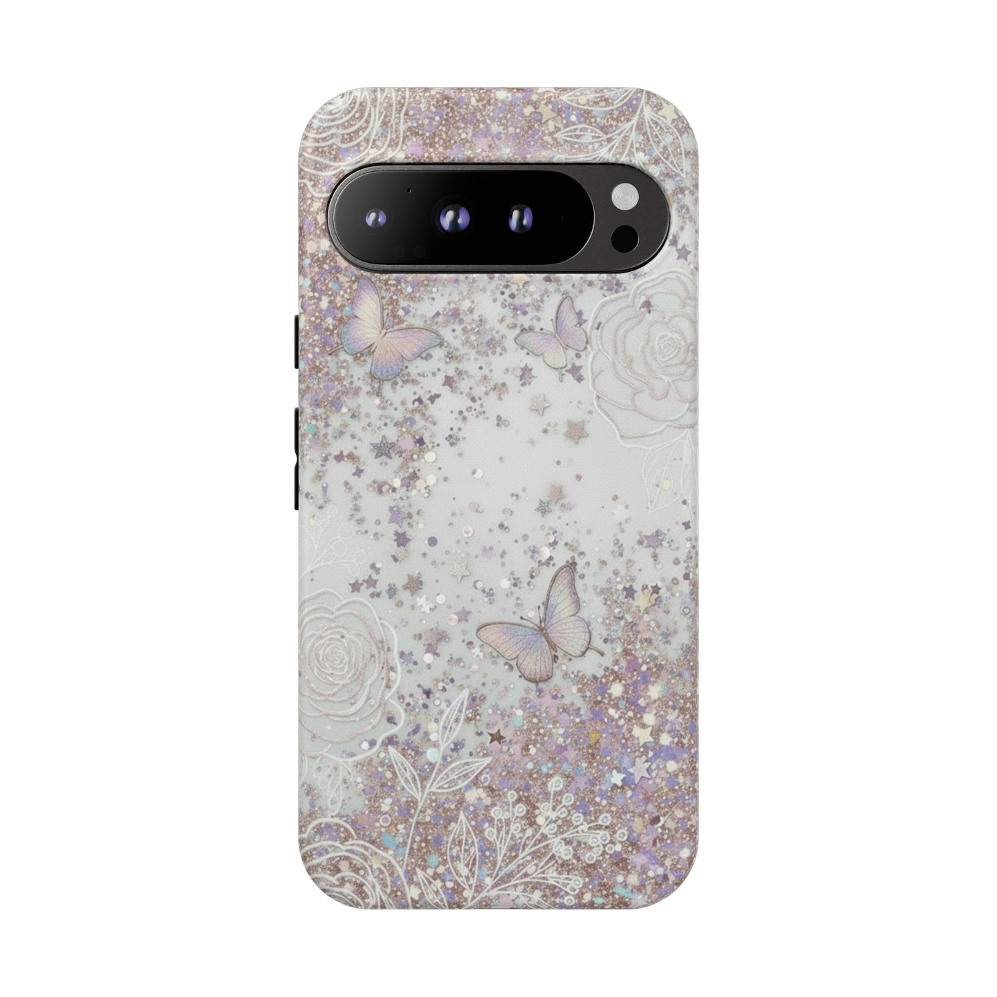 Butterfly Glitter Tough Phone Case — Floral Sparkle Protective Case