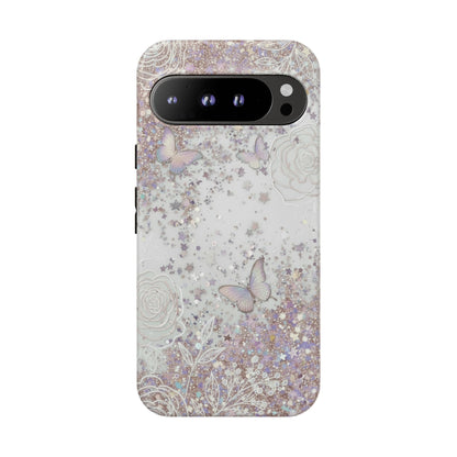 Butterfly Glitter Tough Phone Case — Floral Sparkle Protective Case