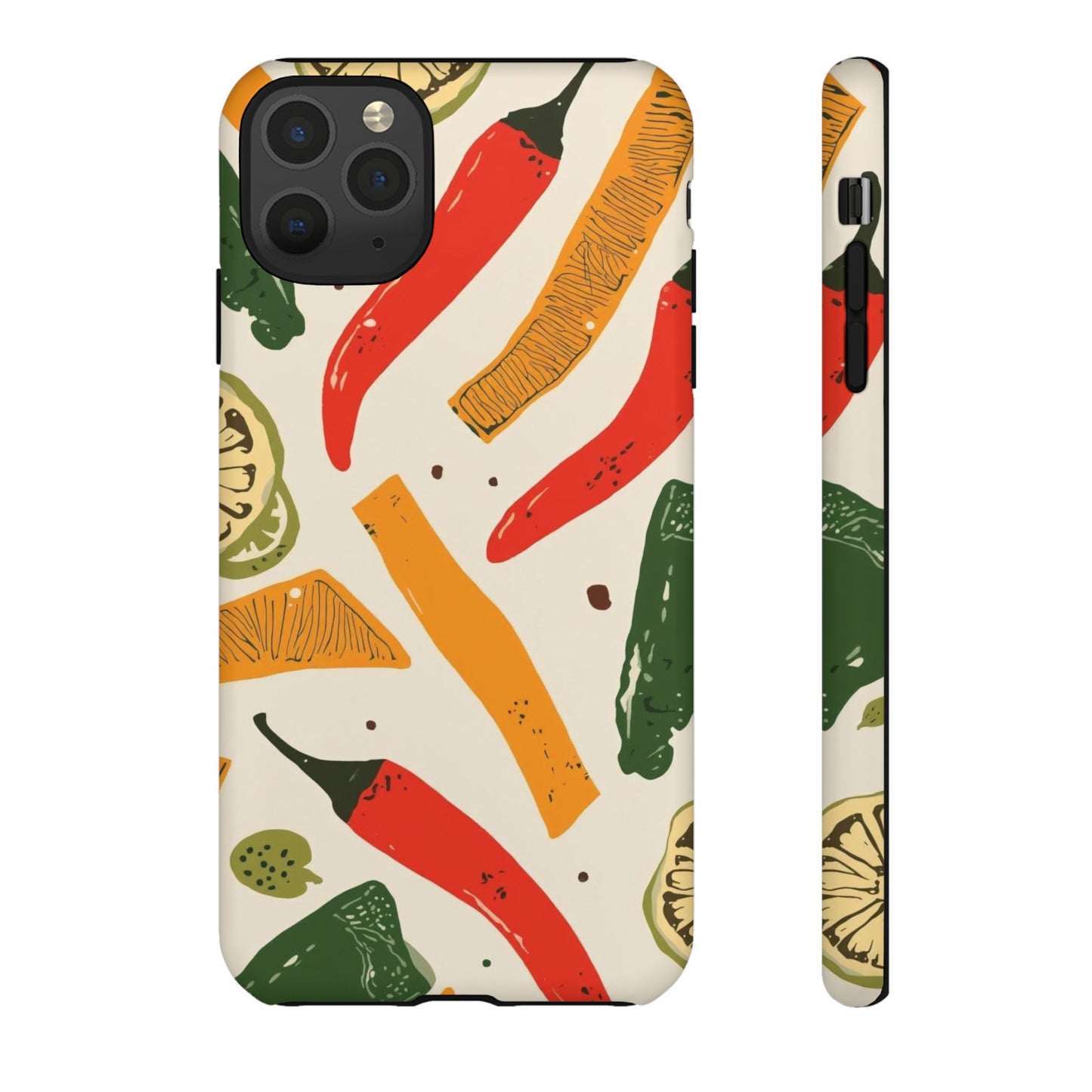 Spicy Peppers Phone Case – Colorful Chili, Lime & Citrus Pattern
