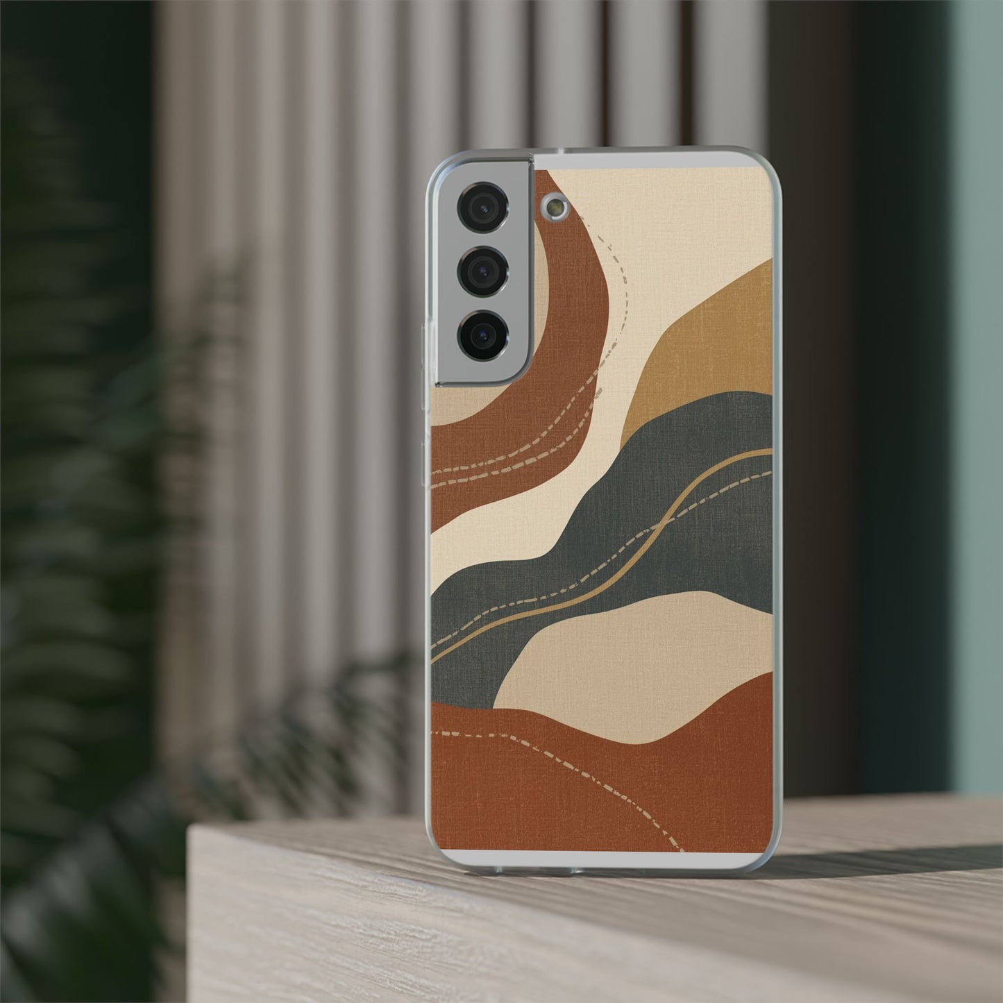 Abstract Earth Tone Phone Case — Boho Wavy Flexi Case