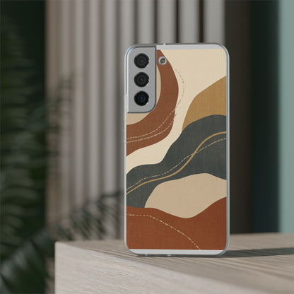 Abstract Earth Tone Phone Case — Boho Wavy Flexi Case