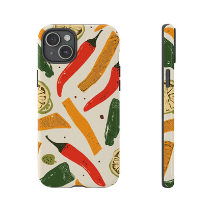 Spicy Peppers Phone Case – Colorful Chili, Lime & Citrus Pattern