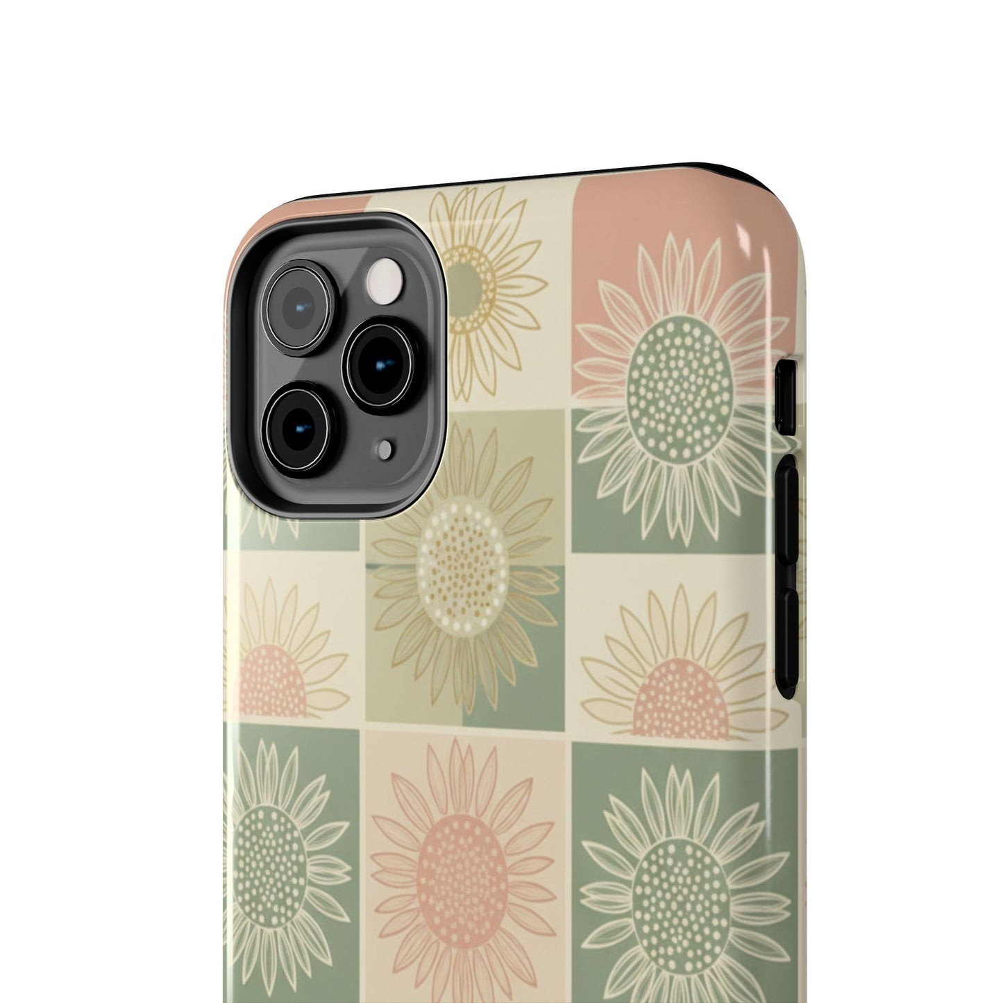 Copy of Sunflower Check iPhone Tough Phone Case — Retro Pastel Floral Protective Cover