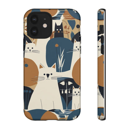 Cat Pattern Phone Case – Retro Abstract Cats Protective iPhone Cover