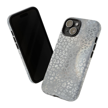 Grey Leopard Print Tough Phone Case — Durable Protective iPhone Cover