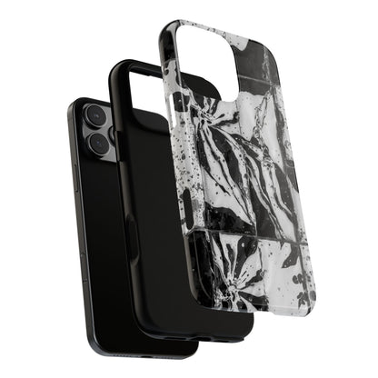 Monochrome Tile Floral Tough Phone Case