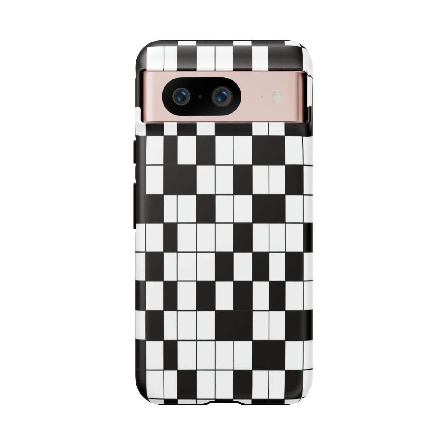 Crossword Grid Phone Case — Black & White Puzzle Pattern Tough Phone Cover