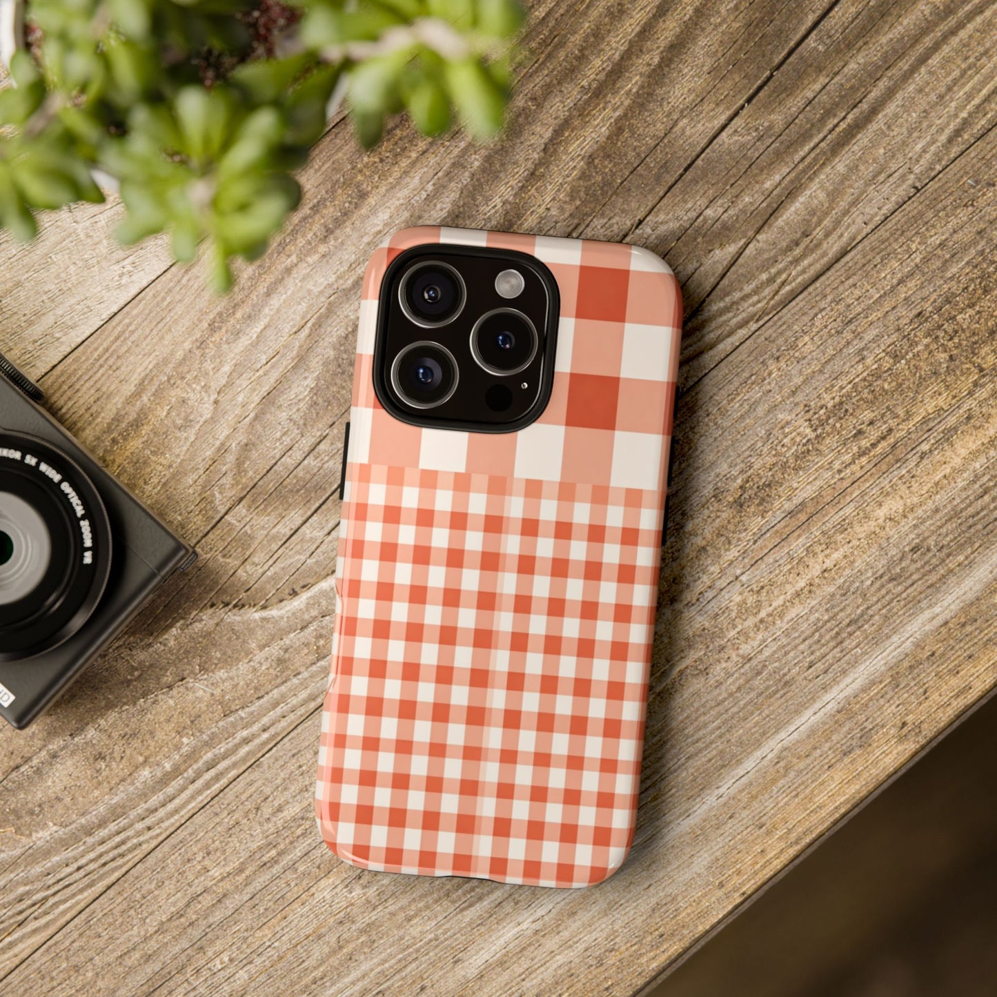 Buffalo Check Tough Phone Case — Orange Gingham Protective Cover
