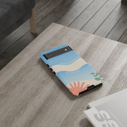 Beach Waves Tough Phone Case — Summer Sun & Seashell Protective Cover