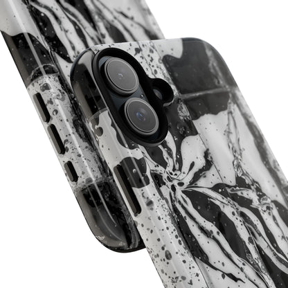 Monochrome Tile Floral Tough Phone Case