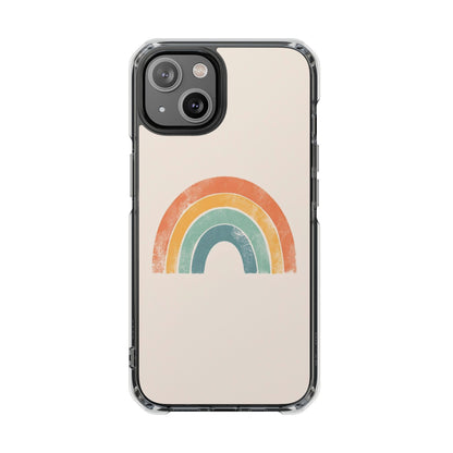 Clear Impact Phone Case — Pastel Boho Rainbow Design, Magnetic Compatible