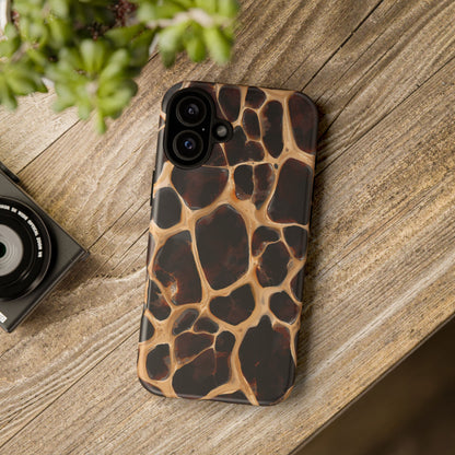 Phone Case — Brown Leather Dot Texture Rugged Protective Cover