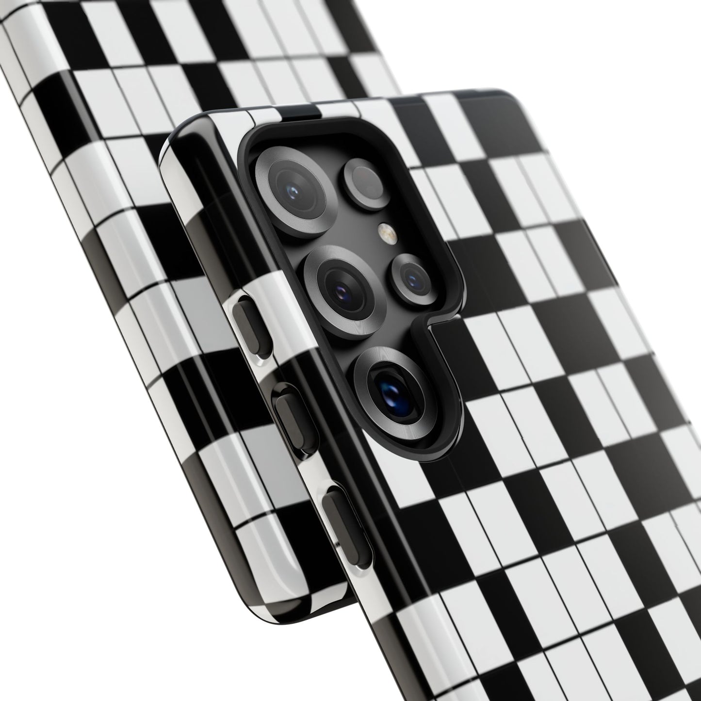 Crossword Grid Phone Case — Black & White Puzzle Pattern Tough Phone Cover