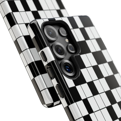 Crossword Grid Phone Case — Black & White Puzzle Pattern Tough Phone Cover