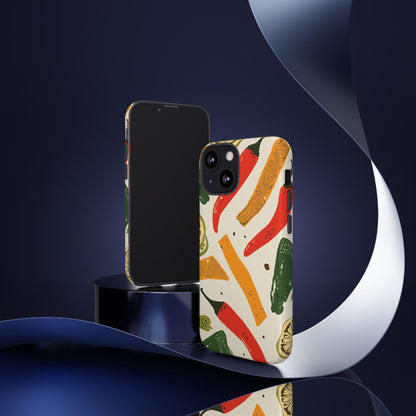 Spicy Peppers Phone Case – Colorful Chili, Lime & Citrus Pattern
