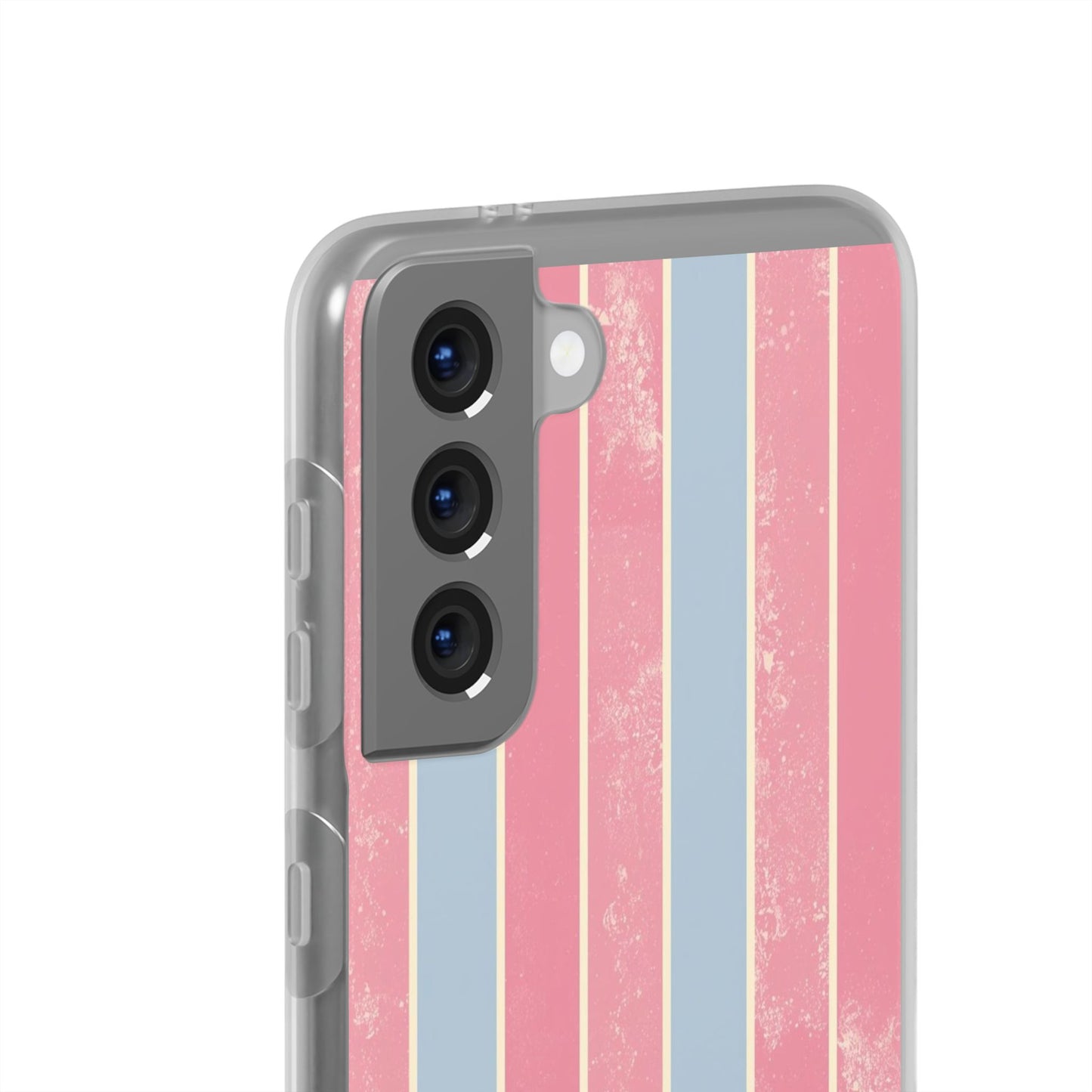 Striped Pink & Blue Phone Case — Retro Pastel Flexi Case