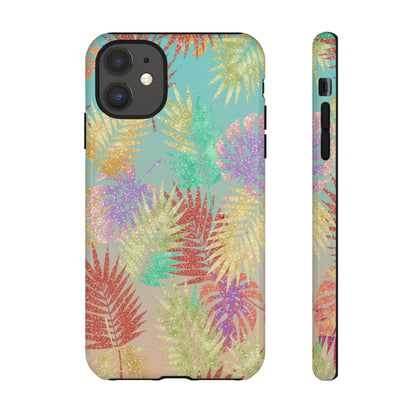 Tropical Palm Leaf Tough Phone Case – Colorful Pastel Botanical Protection