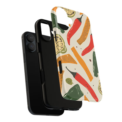 Spicy Peppers Phone Case – Colorful Chili, Lime & Citrus Pattern