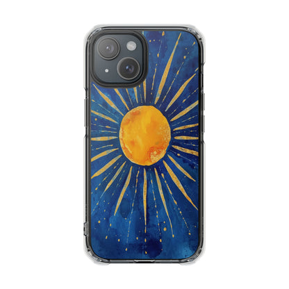Sunburst Sky Magnetic Clear Phone Case — Protective Artistic Sun Design