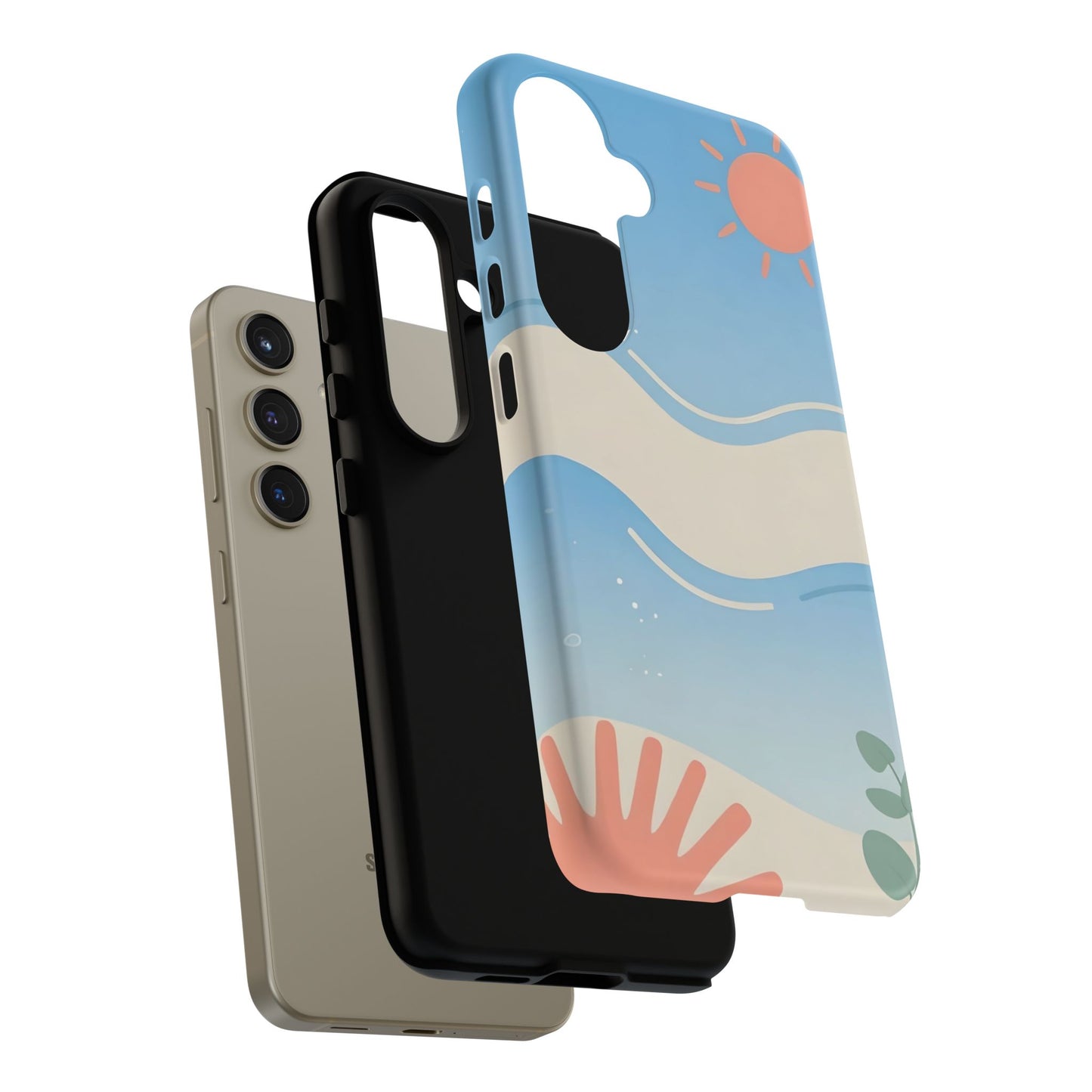 Beach Waves Tough Phone Case — Summer Sun & Seashell Protective Cover