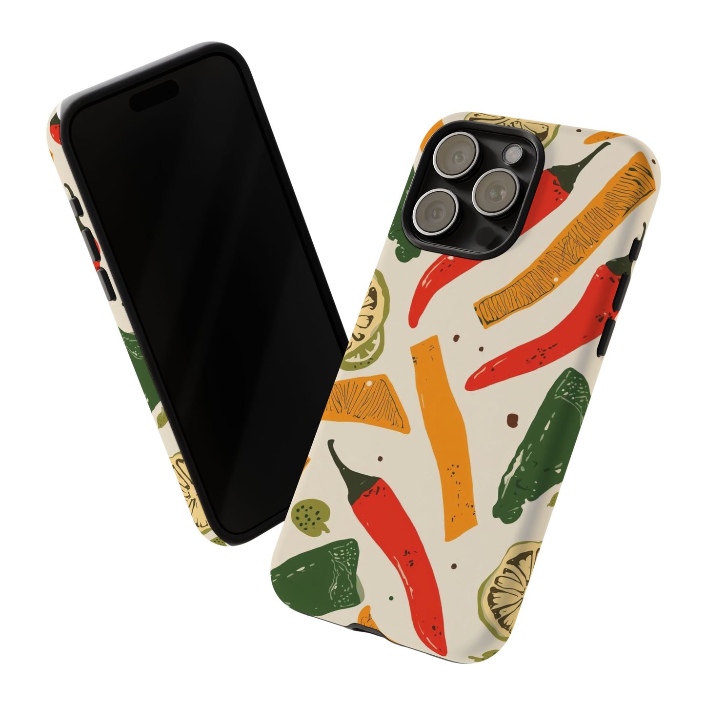 Spicy Peppers Phone Case – Colorful Chili, Lime & Citrus Pattern