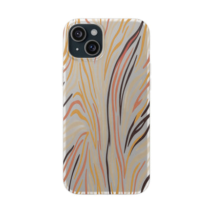 Marbled Neutral Stripe Phone Case — Abstract Beige & Terracotta Flexi Case