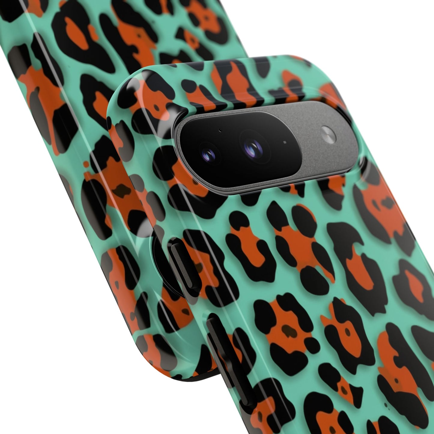 Teal & Rust Leopard Phone Case — Tough Protective Animal Print