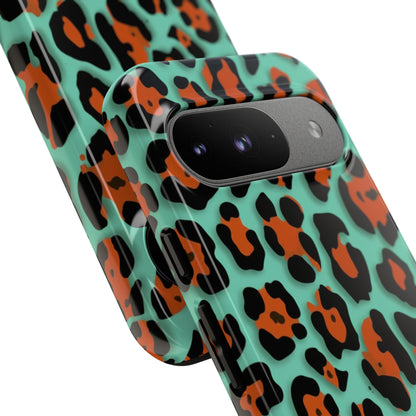 Teal & Rust Leopard Phone Case — Tough Protective Animal Print