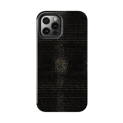Tough Phone Case — Black Textured Metallic Dot Shield