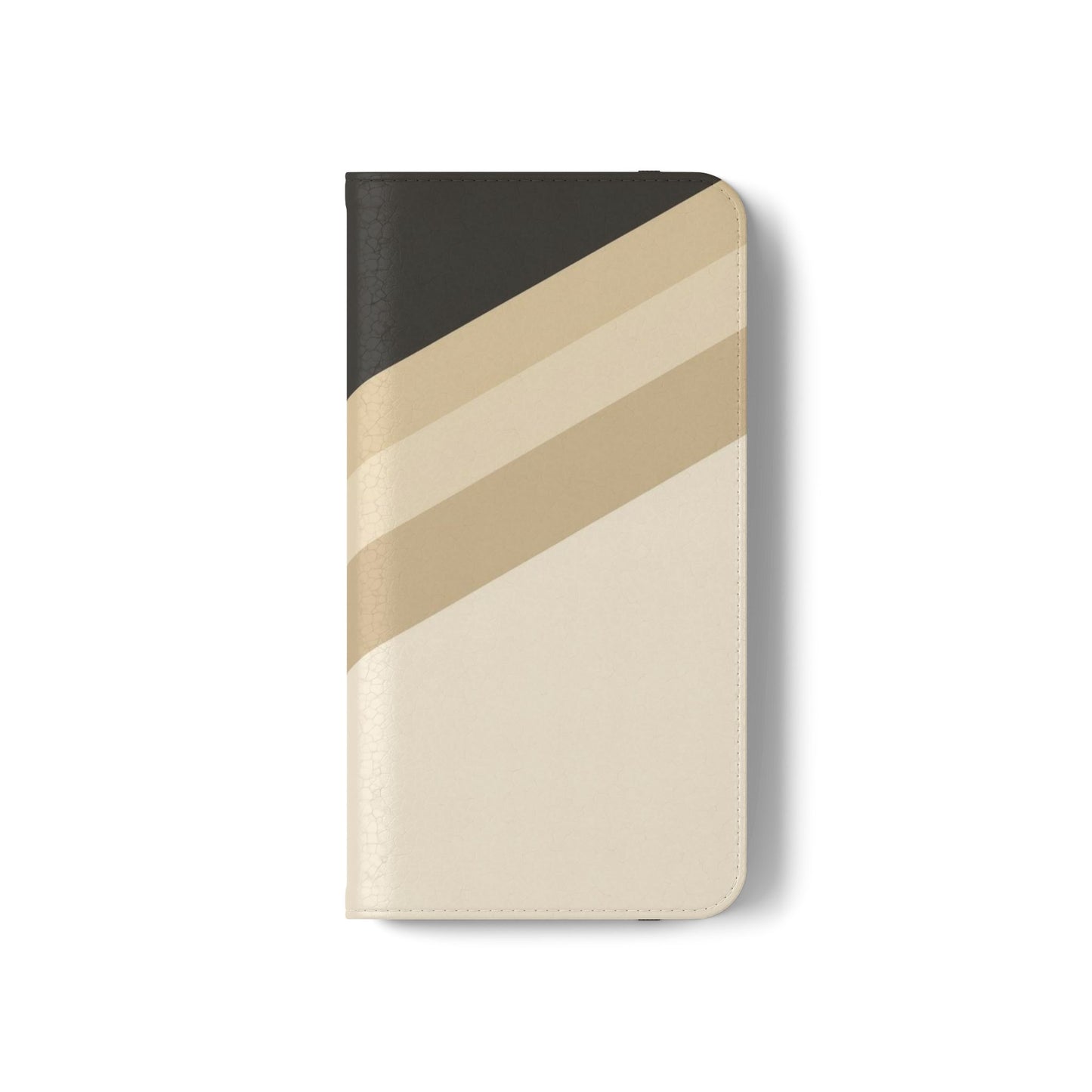 Retro Neutral Stripe Flip Phone Case — Wallet Folio with Card Slots