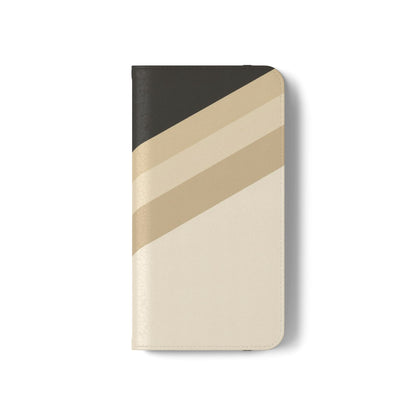 Retro Neutral Stripe Flip Phone Case — Wallet Folio with Card Slots