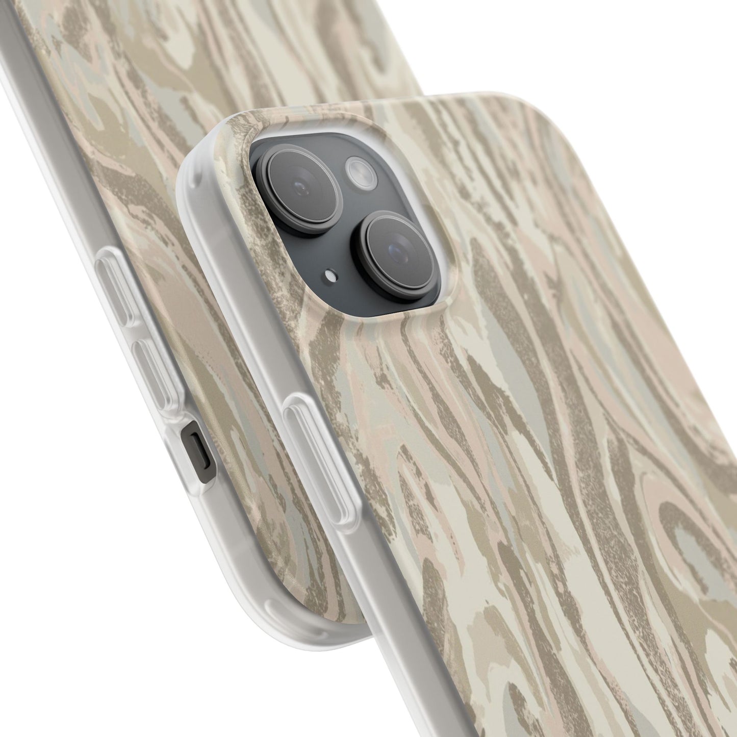 Neutral Marble Swirl Flexi Phone Case — Beige Abstract Protective Cover