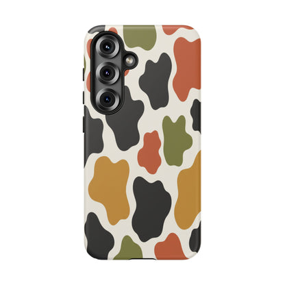 Camouflage Pattern Tough Phone Case – Retro Olive, Rust & Mustard Protective Cover