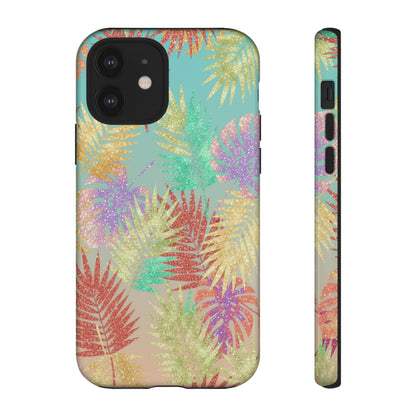 Tropical Palm Leaf Tough Phone Case – Colorful Pastel Botanical Protection