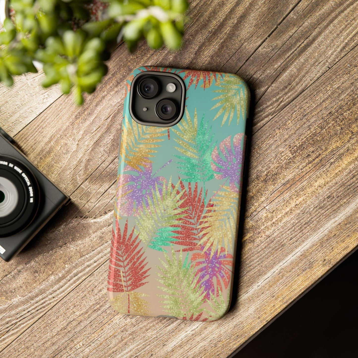 Tropical Palm Leaf Tough Phone Case – Colorful Pastel Botanical Protection