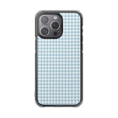 Blue Gingham Clear Magnetic Phone Case