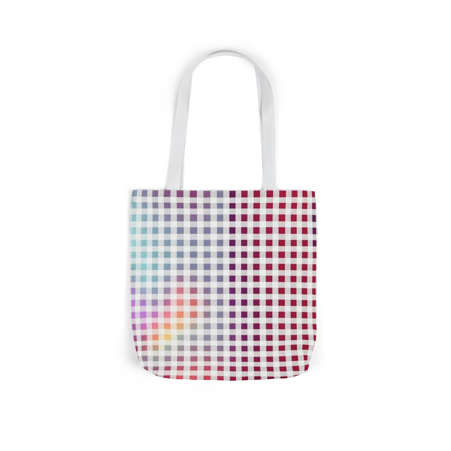 Checkerboard Rainbow Tote Bag — Colorful Gingham Canvas Tote