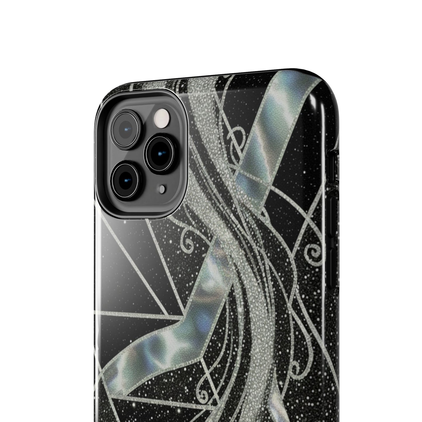 Geometry Tough Phone Case — Iridescent Ribbon on Black Celestial Background